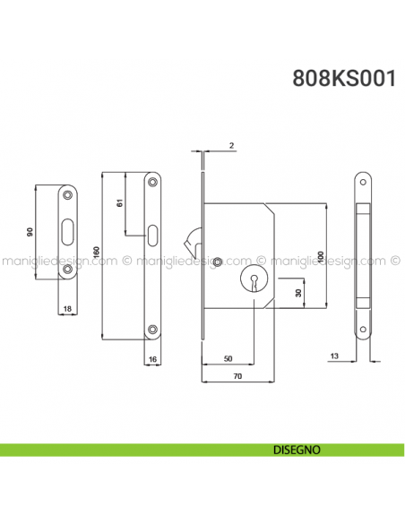Kit per porta scorrevole 808KS001 disegno