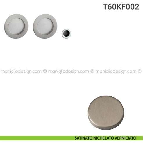 Kit placche incasso tonde cieche T60 Reguitti con frontalino di trascinamento satinato nichelato verniciato