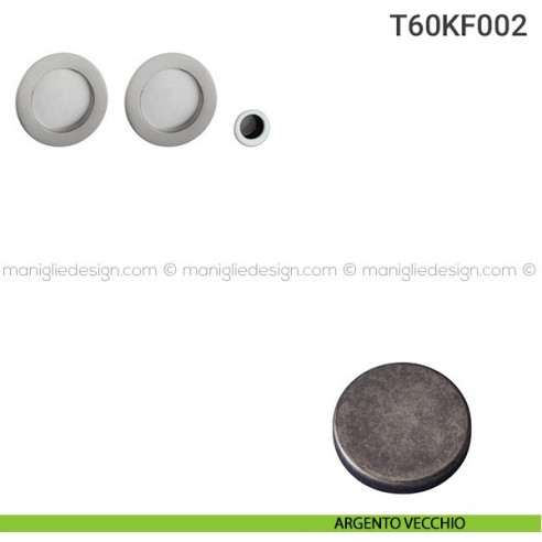 Kit placche incasso tonde cieche T60 Reguitti con frontalino di trascinamento argento vecchio