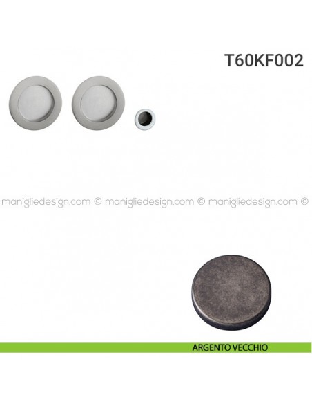 Kit placche incasso tonde cieche T60 Reguitti con frontalino di trascinamento argento vecchio