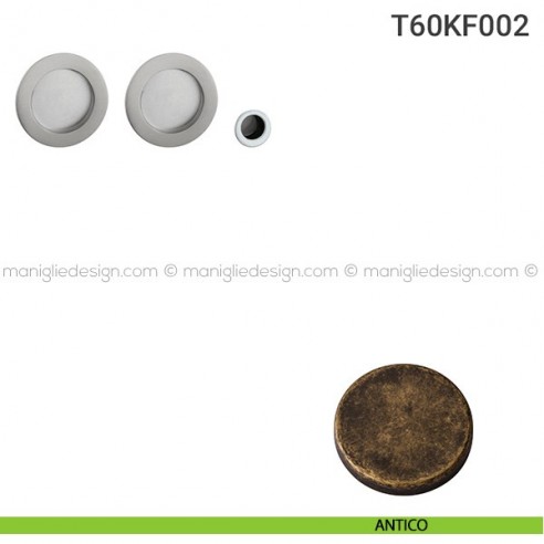 Kit placche incasso tonde cieche T60 Reguitti con frontalino di trascinamento antico