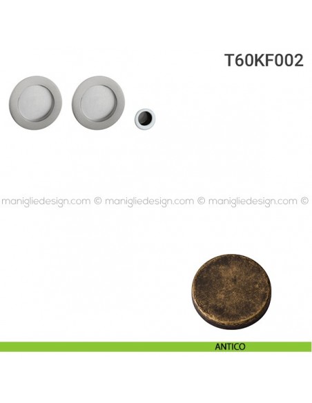 Kit placche incasso tonde cieche T60 Reguitti con frontalino di trascinamento antico