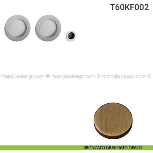 Kit placche incasso tonde cieche T60 Reguitti con frontalino di trascinamento bronzato graffiato opaco