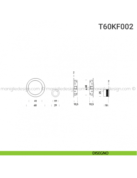 Kit placche incasso tonde cieche T60 Reguitti con frontalino di trascinamento disegno
