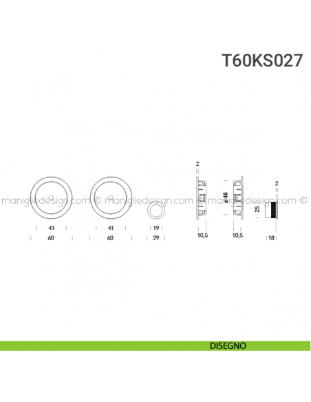 Kit per porta scorrevole T60KS027 disegno