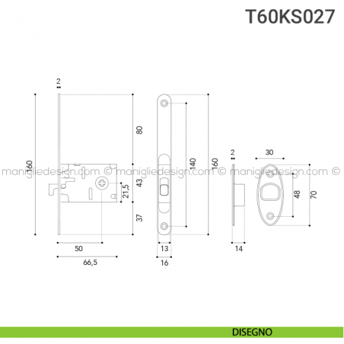 Kit per porta scorrevole T60KS027 disegno