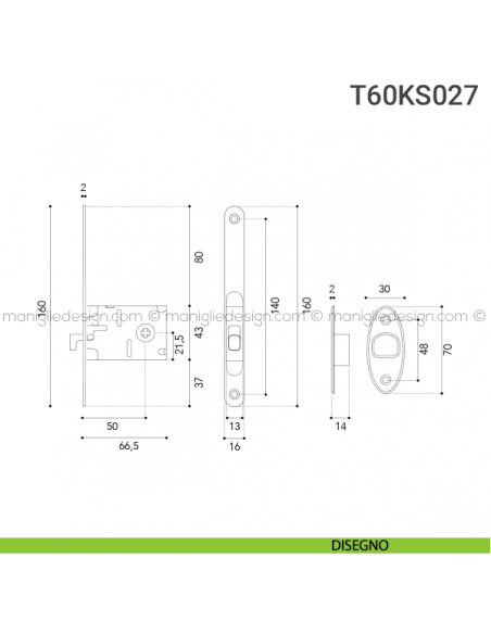 Kit per porta scorrevole T60KS027 disegno