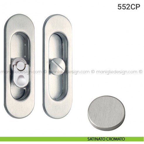 Placche incasso ovali con nottolino pendente 552 Reguitti satinato cromato