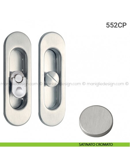 Placche incasso ovali con nottolino pendente 552 Reguitti satinato cromato