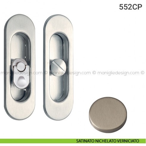 Placche incasso ovali con nottolino pendente 552 Reguitti satinato nichelato verniciato