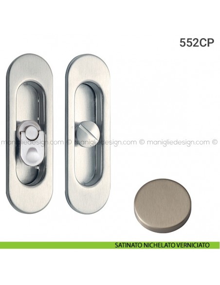 Placche incasso ovali con nottolino pendente 552 Reguitti satinato nichelato verniciato