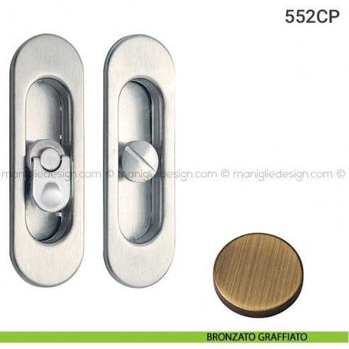 Placche incasso ovali con nottolino pendente 552 Reguitti bronzato graffiato