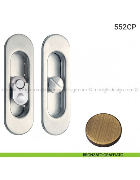 Placche incasso ovali con nottolino pendente 552 Reguitti bronzato graffiato