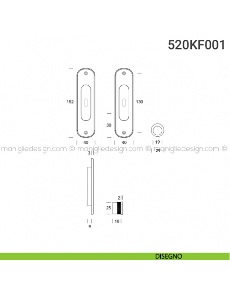 Kit per porta scorrevole 520KF001 disegno