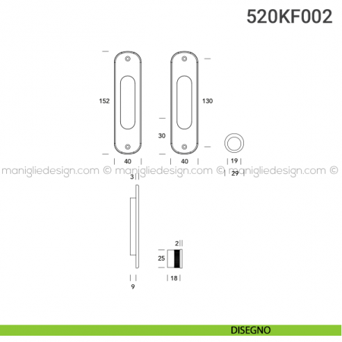 Kit per porta scorrevole 520KF002 disegno