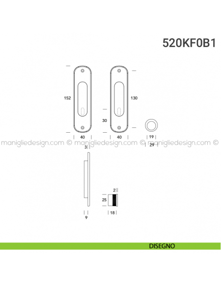 Kit per porta scorrevole 520KF0B1 disegno