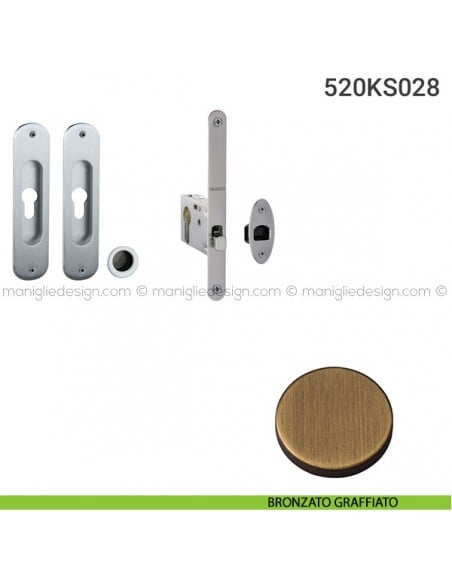 Kit per porta scorrevole 520KS028 bronzato graffiato