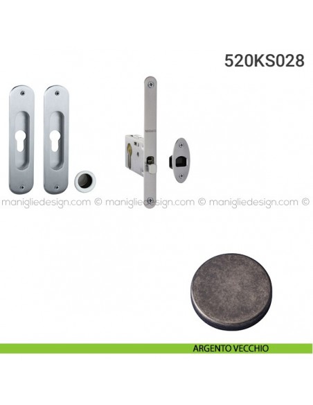 Kit per porta scorrevole 520KS028 argento vecchio