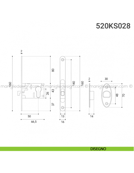 Kit per porta scorrevole 520KS028 disegno