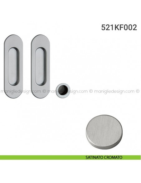 Kit placche incasso ovali cieche 521 Reguitti con frontalino di trascinamento satinato cromato