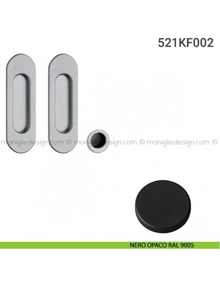 Kit placche incasso ovali cieche 521 Reguitti con frontalino di trascinamento nero opaco RAL 9005