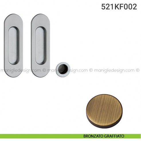 Kit placche incasso ovali cieche 521 Reguitti con frontalino di trascinamento bronzato graffiato