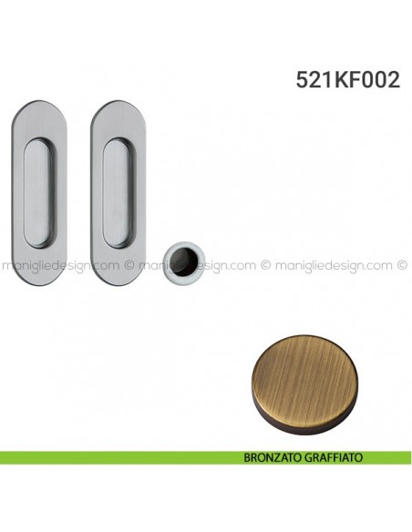 Kit placche incasso ovali cieche 521 Reguitti con frontalino di trascinamento bronzato graffiato