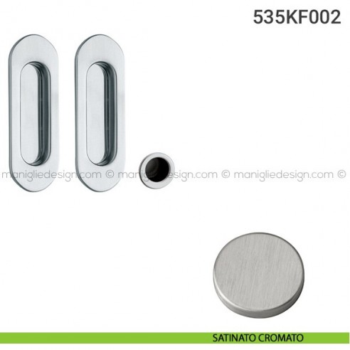 Kit placche incasso ovali cieche 535 Reguitti con frontalino di trascinamento satinato cromato