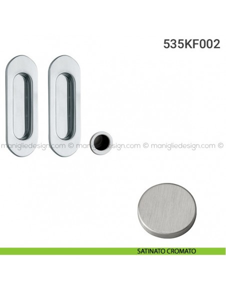 Kit placche incasso ovali cieche 535 Reguitti con frontalino di trascinamento satinato cromato