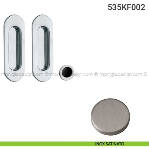Kit placche incasso ovali cieche 535 Reguitti con frontalino di trascinamento inox satinato