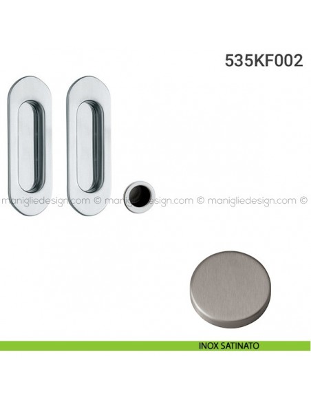 Kit placche incasso ovali cieche 535 Reguitti con frontalino di trascinamento inox satinato