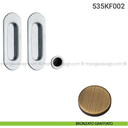Kit placche incasso ovali cieche 535 Reguitti con frontalino di trascinamento bronzato graffiato