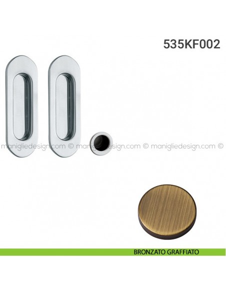 Kit placche incasso ovali cieche 535 Reguitti con frontalino di trascinamento bronzato graffiato