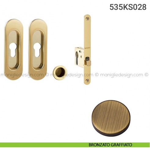 Kit per porta scorrevole 535KS028 bronzato graffiato