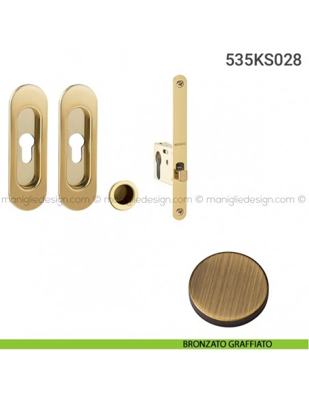 Kit per porta scorrevole 535KS028 bronzato graffiato