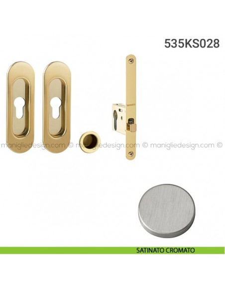 Kit per porta scorrevole 535KS028 satinato cromato