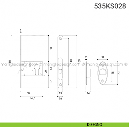Kit per porta scorrevole 535KS028 disegno