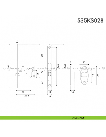 Kit per porta scorrevole 535KS028 disegno