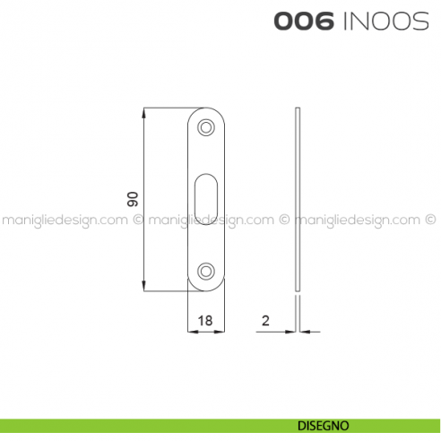 Incontro normale per serrature 16SR e 17SR articolo 006 IN Reguitti disegno