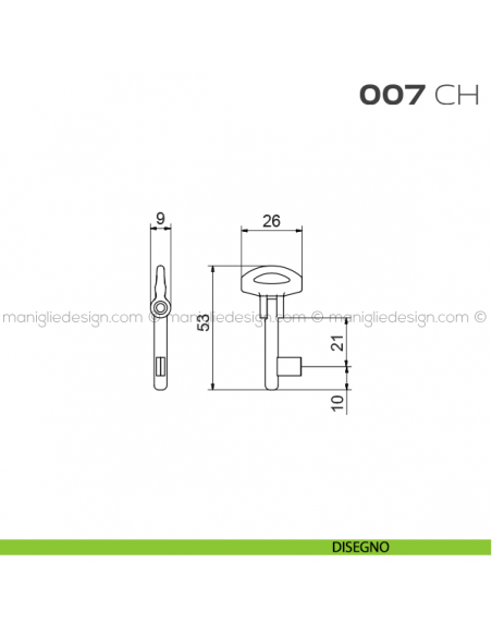 Chiave snodata per serrature 7SR articolo 007 CH Reguitti disegno