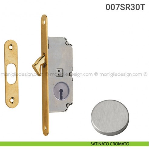 Serratura con foro chiave bordo tondo entrata 30 mm 007SR Reguitti satinato cromato