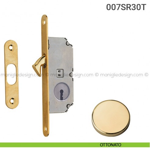 Serratura con foro chiave bordo tondo entrata 30 mm 007SR Reguitti ottonato