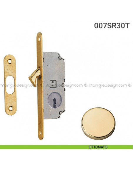 Serratura con foro chiave bordo tondo entrata 30 mm 007SR Reguitti ottonato