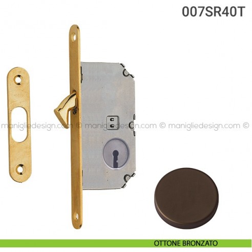 Serratura con foro chiave bordo tondo entrata 40 mm 007SR Reguitti ottone bronzato