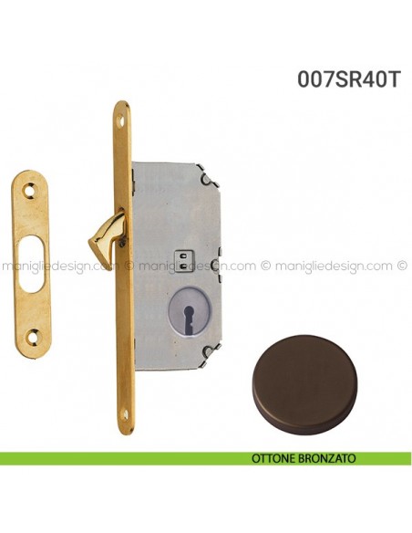 Serratura con foro chiave bordo tondo entrata 40 mm 007SR Reguitti ottone bronzato