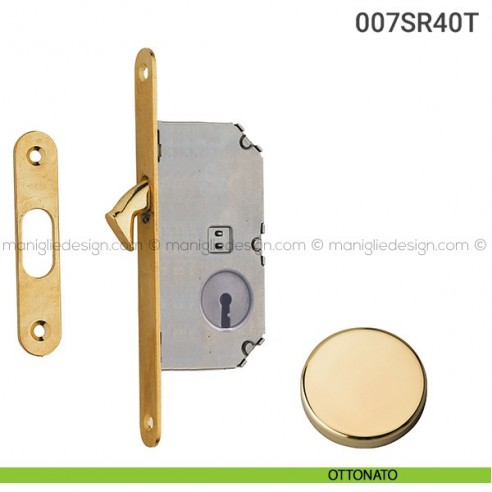Serratura con foro chiave bordo tondo entrata 40 mm 007SR Reguitti ottonato