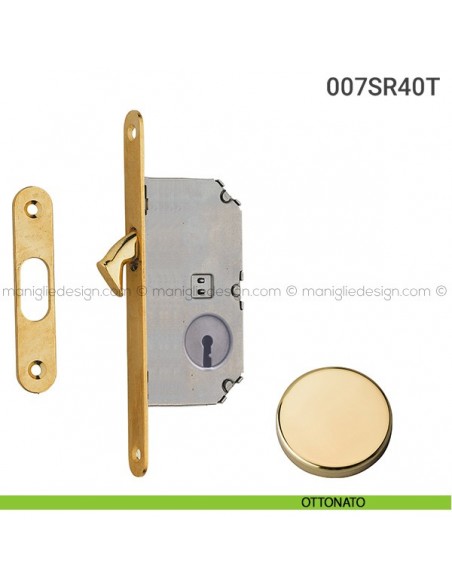 Serratura con foro chiave bordo tondo entrata 40 mm 007SR Reguitti ottonato