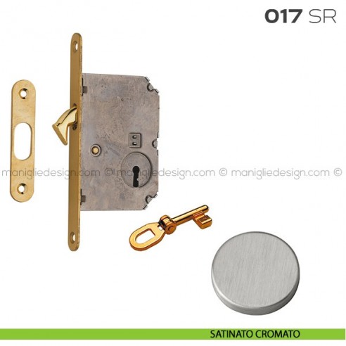 Serratura con foro chiave bordo tondo entrata 50 mm 017SR Reguitti con chiave satinato cromato