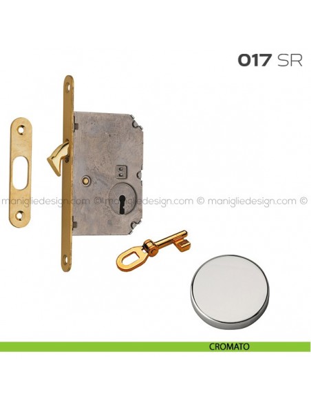 Serratura con foro chiave bordo tondo entrata 50 mm 017SR Reguitti con chiave cromato