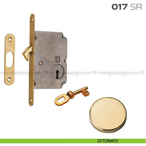 Serratura con foro chiave bordo tondo entrata 50 mm 017SR Reguitti con chiave ottonato